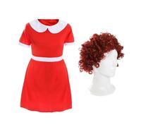 Orphan Girl Dress + Wig I Love Fancy Dress Red Small