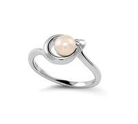 Orphelia 925 Silver Ring Round with Heart and Freshwater Pearl Size 60