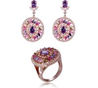 Orphelia 'Enya ' Womens 925 Sterling Silver Set: Earrings + Ring - Rose SET-7428/RG - Size O 1/2