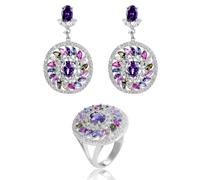 Orphelia 'Enya ' Womens 925 Sterling Silver Set: Earrings + Ring - SET-7428 - Size L