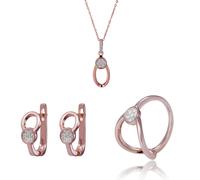 Orphelia 'Gigi' Womens 925 Sterling Silver Set: Necklace + Earrings + Ring - Rose SET-7439 - Size K