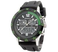 ORPHELIA Men's Analogue Quartz Watch - Digital Eclips Silicone Strap, Green, Strap