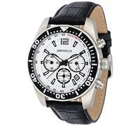 Orphelia Men's Quartz Watch with Black Dial Chronograph Display and Black Leather Strap
