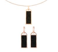 Orphelia Womens 925 Sterling Silver Set: Chain-Pendant + Earrings - Rose SET-6045 - One Size