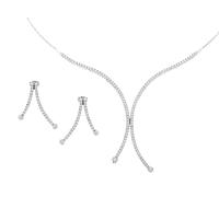 Orphelia Womens 925 Sterling Silver Set: Necklace + Earrings - SET-066 - One Size