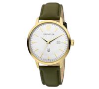 Orphelia Zoom Men's Quartz Watch with Silver Dial Analogue Display and Green Leather Strap 61603
