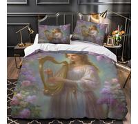 Orpheus Playing A Golden Lyre 3D Printed Duvet Cover Set Microfibre Comforter Greek Goddess Cover Soft Quilt Covers 3Pcs Bedding Sets with Pillowcase for Kids Girls Teens Super King（260x220cm）