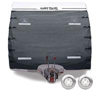 Orqihod Universal Front Towing Cover with 2 LED Lights Waterproof Caravan Front Protection Covers 185x220CM Grey Caravan Front Protector, All Inclement Weather Protection