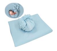 Orraphtstu Newborn Photography Backdrops Wraps Set Baby Beanbag Posing Props Stretch Fabric for Professional Photoshoot (Backdrop with Wrap, Light Blue)