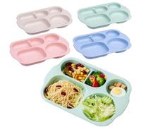 Orrdiffi Divided Dinner Plates 4 Pack, 5 Compartments Unbreakable PP