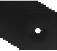 Orrdiffi Set of 8 Pcs Black Square Gas Hob Covers, Fibreglass Coated Fabric, Non-Stick, Reusable, Dishwasher Safe, 27 x 27 cm, Gas Stove Burner Protectors