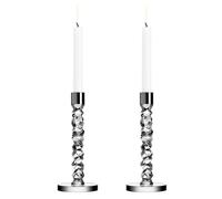 Orrefors - Carat Candle Holder H 24,2 cm, 2 pcs, Stainless steel - Stainless Steel