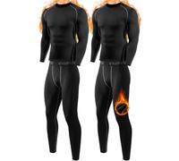 Orrfreer 2 Pack Men’s Thermal Underwear Set Fleece Lined Compression Base Layer For Winter Sports Long Sleeve Top & Long Johns For Men Thermal, Skiing, Running, Hiking Black/Black L