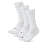 OrrinSports Toe Socks for Men Women Coolmax Crew Socks 3 Pairs Running Socks Athletic Breathable Five Finger Socks, White-b4# Crew/3 Pairs, Large