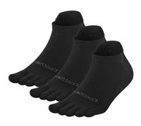 OrrinSports Toe Socks for Men Women Coolmax Cushioned Five Finger Socks 3 Pairs Athletic Breathable Running Socks, Black-ankle-3 Pairs, Large