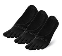 OrrinSports Women's 3 Pack Low Cut Invisible Non-Slip Ankle Socks, Modern Coolmax Toe Socks, Small/Medium/Large, 3 Count, Black-no Show/3 Pairs, M