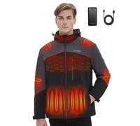 ORRNIKKO Mens Heated Jacket with Battery Pack - 20000mAh 7.4V Rechargeable Winter Work Self Electric Jacket with Hood-XL