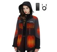 ORRNIKKO Womens Heated Jacket for Women with Battery Pack 20000mAh - Waterproof Electric Heated Jacket with Hood, Keeping Warm for Winter Outdoor Work, Travelling, Daily Wear, Gift Giving