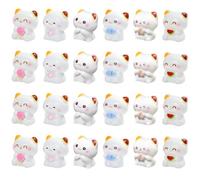 Orsefeliy 24Pcs Mini Resin Cat Figures, Cute Tricolour Cats Ornament, Resin Animals Figure for Gardens, Aquarium & DIY Crafts, Tiny Animals for Landscape Home and Car Decor