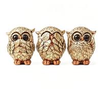 Orsefeliy 3Pcs Owl Ornaments, See No Hear No Speak No Evil Ornaments for Living Room & Shelf, Retro Animal Figurines, Versatile Home Decoration, Ideal Owl Statue Gift for Family, Friends And Elders