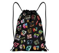 Orsefeliy 67 Brainrot Drawstring Bag, Waterproof Swimming Bag, Graffiti 67 Meme Gym Bag, Portable Toiletry String Backpack, Large Capacity Storage Backpack for School Travel Picnic and Hiking