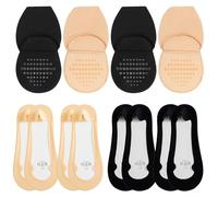 Orsefeliy 8 Pairs No Show Socks Women with Half Socks, Non Slip Invisible Socks Protecting The Toes, Low Cut Liner Shoe Socks for Women, Comfortable Foot Socks for High Heels, Loafers and Flats