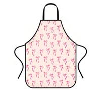 Orsefeliy Bow Aprons for Women, Adjustable Pink Apron, Bows Waterproof Apron, Practical Pink Kitchen Accessories, Durable Bow Aprons for Kitchen, Gardening, Barbecue, Coffee & Salon