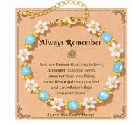 Orsefeliy Daisy Moonstone Bracelet with inspirational Card, Delicate Healing Bracelets for Women, Excellent Girls' Jewellery with Adjustable Design, Heartwarming Mental Health Gifts for Friends
