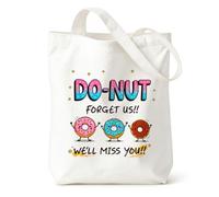 Orsefeliy Doughnut Canvas Tote Bag, Funny DO-NUT FORGET US!! Shopping Bag, Reusable Shoulder Bag for School, Shopping & Work, Meaningful Farewell Gifts for Coworkers, Friends and Teacher