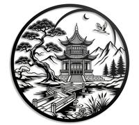 Orsefeliy Oriental Landscapes Metal Wall Art, Chinese Style Wall Decor, Elegant Wall Art for Bedroom, Living Room & Reading Room, Home Decor Gift for Friends, Neighbors and Chinese Culture Lovers