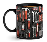Orsefeliy Toolbox Mugs for Men, Novelty Printing Ceramic Coffee Mug, Decorative Tea Cup for Home and Office, Mechanic Gifts for Engineer Dad Men, Reusable Black Cup for Tea Coffee Beer & Hot Drinks