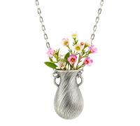 Orsefeliy Vase Pendant Necklace, Elegant Flower Holder Necklace with Replaceable Flower Design, Delicate Bouquet Necklace for Prom, Wedding Party and Spring Outfits, Creative Jewelry Gift for Women