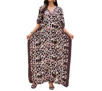 Orshoy Ladies Kaftan Beach Bikini Cover Ups Maxi Kimono Tunic Swimsuit Bathing Suit Loungewear Caftan Sarong Robes Summer Leopard
