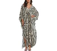 Orshoy Womens Beach Cover Ups Loose Kaftans Dress Swimwear Beachwear Bathing Suit Boho Caftan Tunic Free Size Beige Zebra