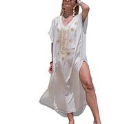 Orshoy Womens Loose Summer Kaftan Beach Cover Up Bathing Suit Kimono Caftan Loungewear Plus Size L-White