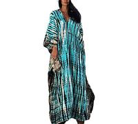Orshoy Women's Swimwear Turkish Kaftans Swimsuit Bikini Cover up Caftan Beach Long Dress Free Size B-Blue