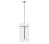 Orsina 1 Bulb Pendant Light, Nickel Finish Geometric Pendant Lamp, Fluted Clear Glass Hanging Light, Ceiling Fixture in Silver Orsina Silver