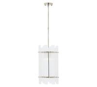 Orsina 1 Bulb Pendant Light, Nickel Finish Geometric Pendant Lamp, Fluted Clear Glass Hanging Light, Ceiling Fixture