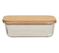Orsina 1040Ml Glass Container With Bamboo Lid, Glass Container With Airtight Lid, Clear Airtight Glass Container