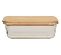 Orsina 1040ml Glass Container with Bamboo Lid, Glass Container with Airtight Lid, Clear Airtight Glass Container in Natural Orsina Natural