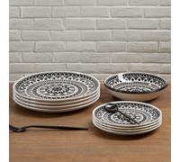 Orsina 12 Piece Black & White Dinner Set, Bold Abstract Design White & Black Dinner Set, 12 Pc Dinnerware Set Orsina Multicolor