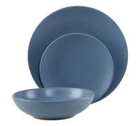 Orsina 12-Piece Blue Stoneware Dinner Set,vibrant Dinnerware Set With Coupe Plates,ideal For Modern Dining Spaces