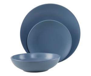 Orsina 12-Piece Blue Stoneware Dinner Set,vibrant Dinnerware Set With Coupe Plates,ideal For Modern Dining Spaces