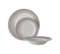 Orsina 12 Piece Spoke Porcelain Dinner Set, White Glazed Finish Dinnerware, Perfect For Daily Use or Special Occasion Orsina White