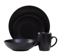 Orsina 16-Piece Dinner Set, Modern Black Stoneware Dinner Set, 16 Piece Elegant Black Dinner Set For Four Diners