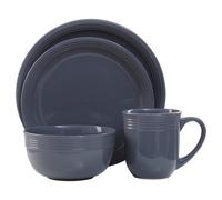 Orsina 16 Piece Grey Dinner Set, 16Pc Dark Grey Dinner Set, Chic Grey Stoneware Dinner Set, Modern Dinnerware Set
