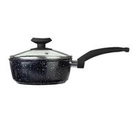 Orsina 16cm Saucepan With Glass Lid, Durable Aluminium Saucepan With Marble Effect Finish, Non-Stick Coating in Black Orsina Black