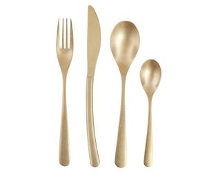 Orsina 16Pc Cutlery Set, Elegant Matte Gold Cutlery Set, Modern Stainless Steel Cutlery Set with Curved Handles Orsina Gold