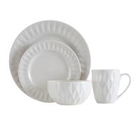 Orsina 16Pc Embossed White Porcelain Dinner Set, 16Pc Dinner Set, Embossed Dinner Set, White Ceramic Dinner Set Orsina White