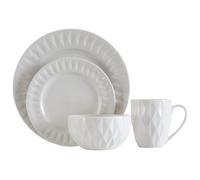 Orsina 16Pc Embossed White Porcelain Dinner Set, 16Pc Dinner Set, Embossed Dinner Set, White Ceramic Dinner Set